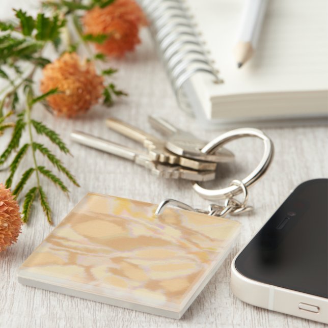 Unique modern watercolor hand drawing orange keychain (Front Right)