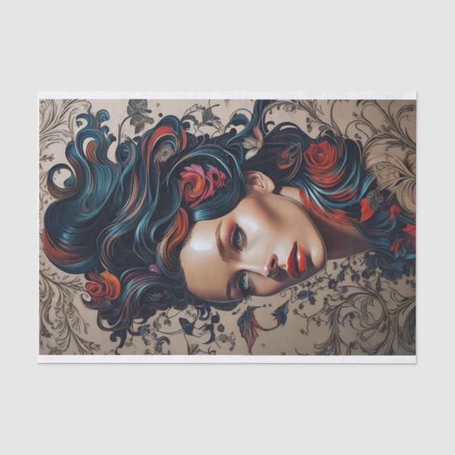 Unique Modern Women Decoupage Tissue Paper (Front)