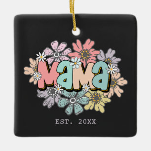 Unique Mom Gift Retro Floral Mama Ornament