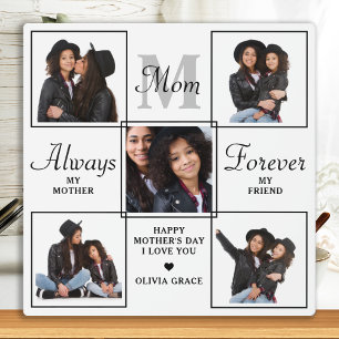 Unique MOM Personalized Monogram 5 Photo Collage Plaque