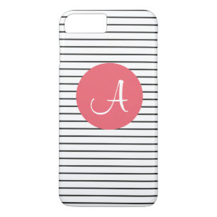 Unique Monogram Black White Pink Striped Case-Mate iPhone Case