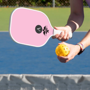 Unique Monogram Name Pink White  Pickleball Paddle