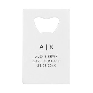 Unique Monogram Photo Save the Date Credit Card Bottle Opener
