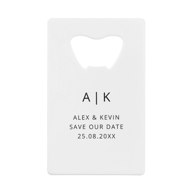Unique Monogram Photo Save the Date Credit Card Bottle Opener (Front)