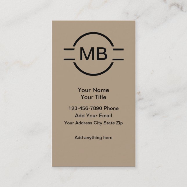 Unique Monogram Professional Business Cards (Front)