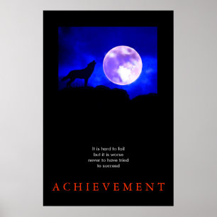 Unique Motivation Réussite Loup Poster Imprimer