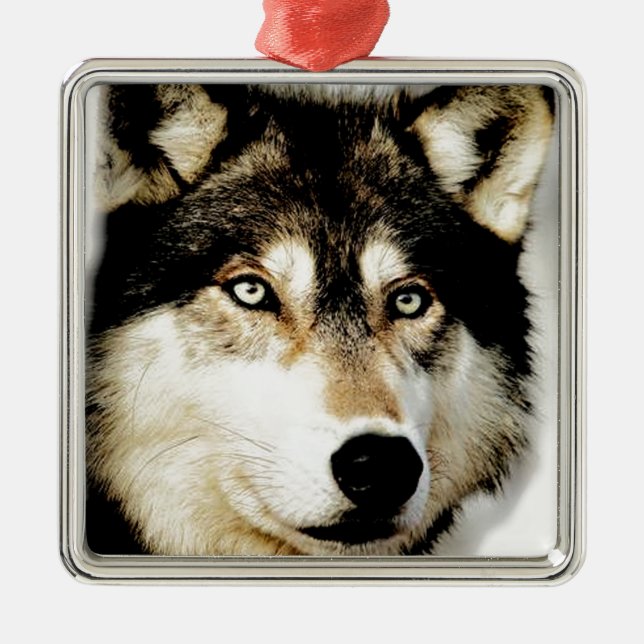 Unique Motivational Wolf Metal Ornament (Front)