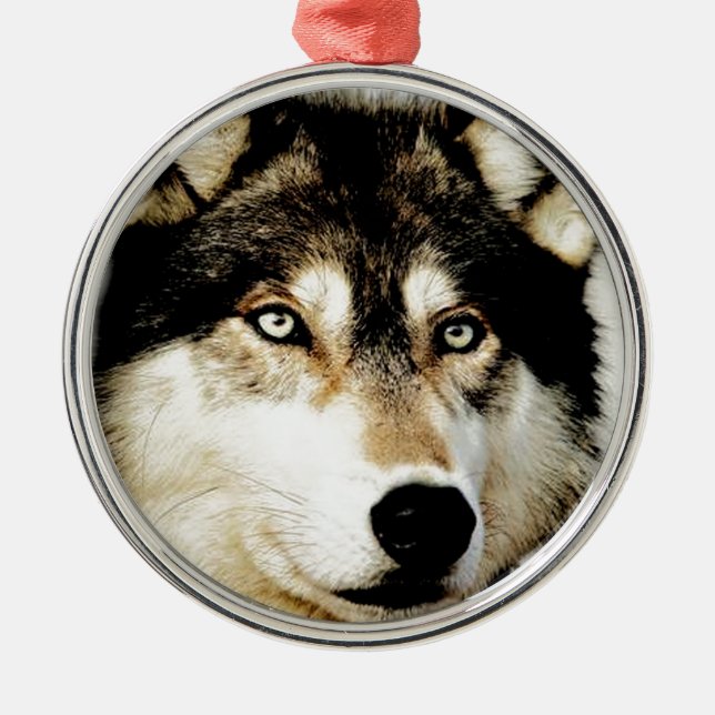 Unique Motivational Wolf Metal Ornament (Front)