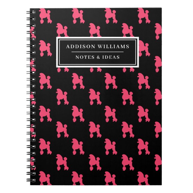 Unique Name Girly Pink Poodle Dog Pattern Notebook (Front)