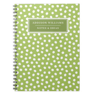 Unique Name Green White Dots Custom Notebook