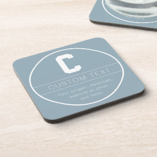 Unique Name & Monogram Template Dusty Blue Coaster