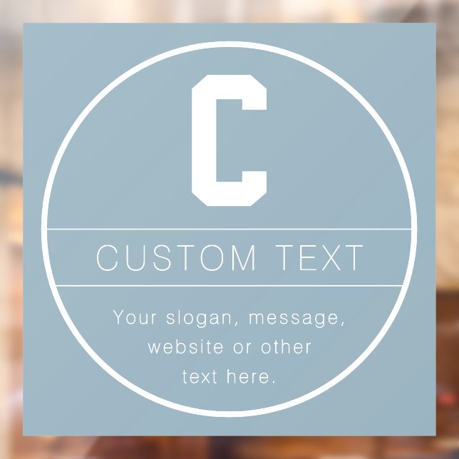 Unique Name & Monogram Template | Dusty Blue Window Cling (Sheet 2)