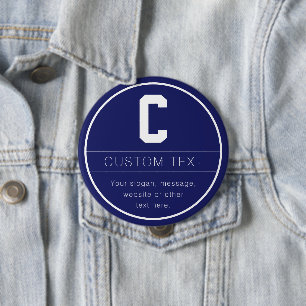 Unique Name & Monogram Template Navy Blue 4 Inch Round Button