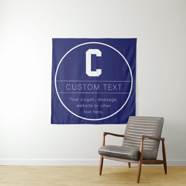 Unique Name & Monogram Template | Navy Blue Tapestry (In Situ)