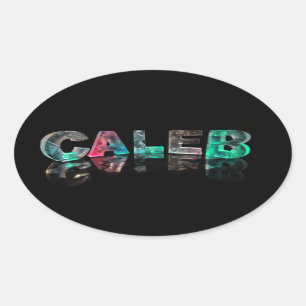 Unique Names - Caleb in 3D Lights Oval Sticker