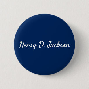 Unique Navy Blue Classical Handwriting Plain 2 Inch Round Button