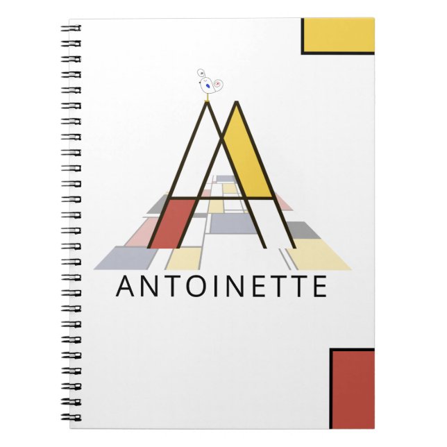 Unique Neoplasticism Style Monogram. Letter A Notebook (Front)