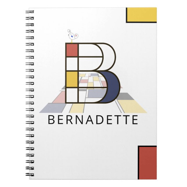 Unique Neoplasticism Style Monogram. Letter B Notebook (Front)