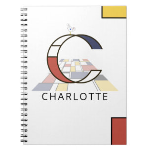 Unique Neoplasticism Style Monogram. Letter C Notebook