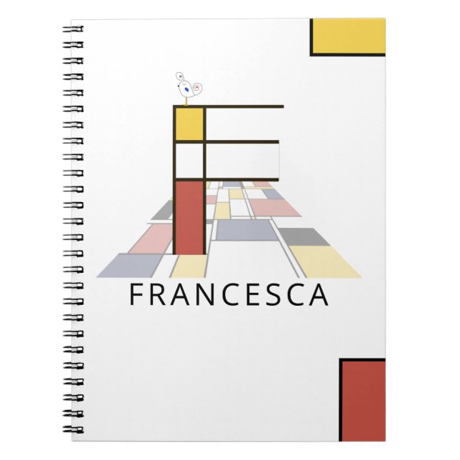 Unique Neoplasticism Style Monogram. Letter F Notebook (Front)