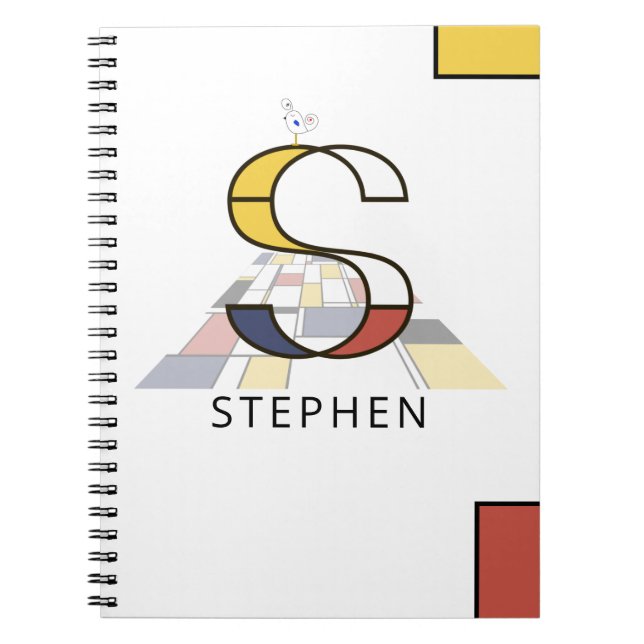 Unique Neoplasticism Style Monogram. Letter S Notebook (Front)