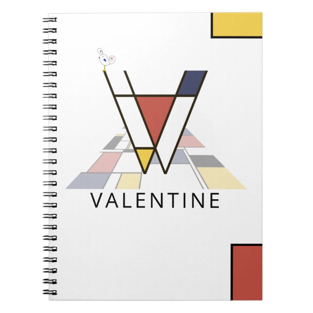 Unique Neoplasticism Style Monogram. Letter V Notebook (Front)