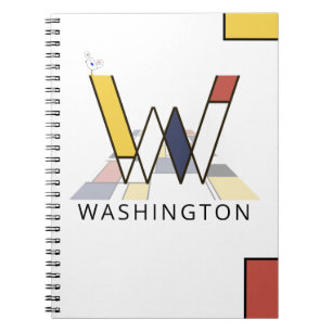 Unique Neoplasticism Style Monogram. Letter W Notebook