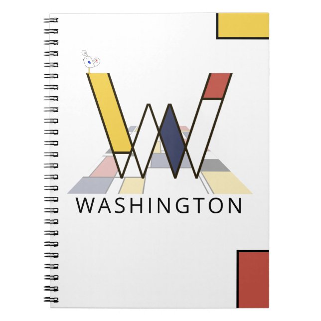 Unique Neoplasticism Style Monogram. Letter W Notebook (Front)