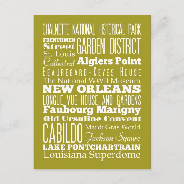 Unique New Orleans, Louisiana Gift Idea Postcard (Front)