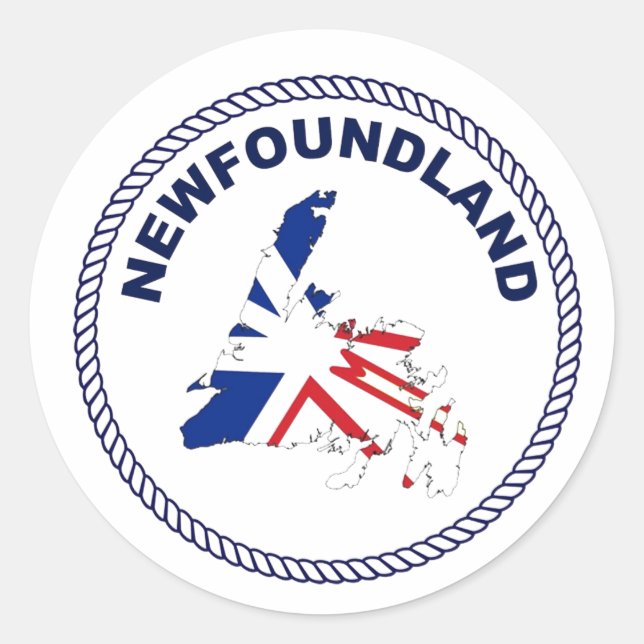 "Unique Newfoundland Map Design  Classic Round Sticker (Front)