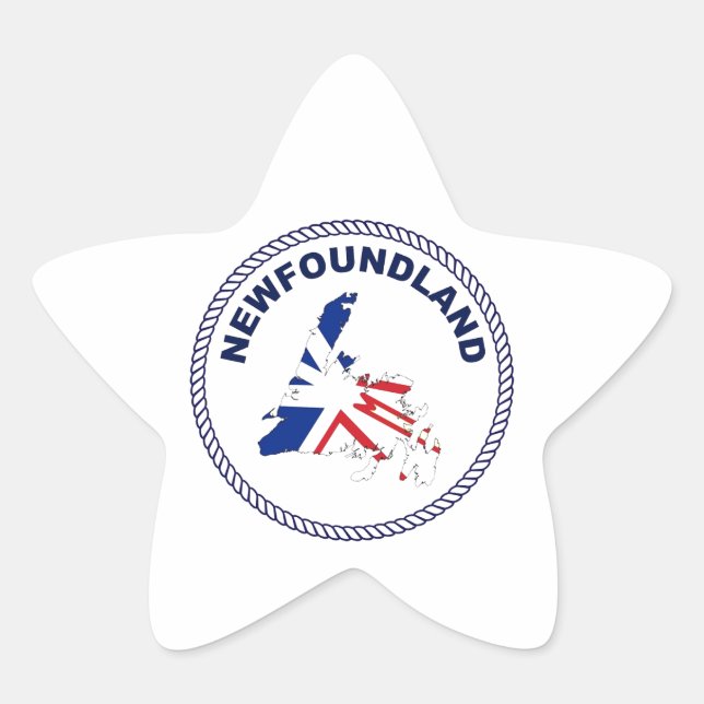 "Unique Newfoundland Map Design  Star Sticker (Front)