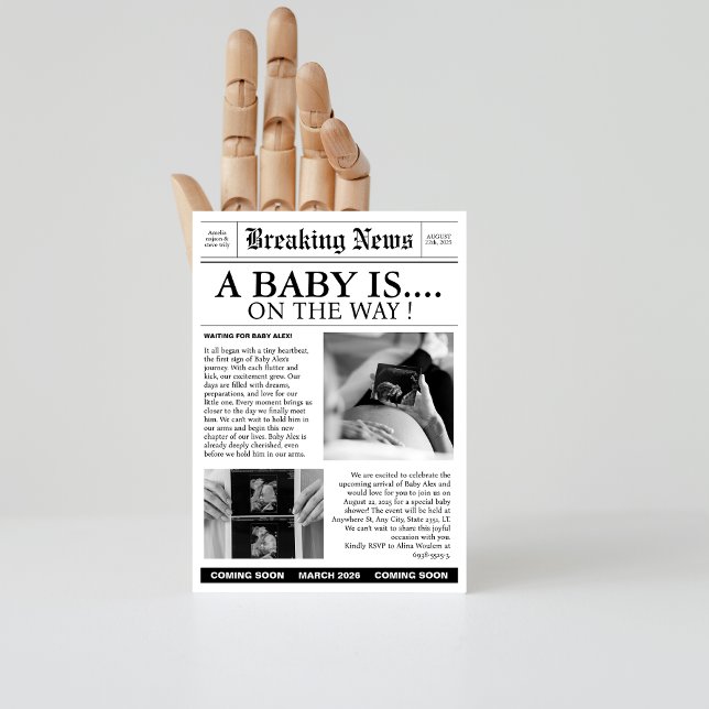 Unique newspaper baby shower invitation (Creator Uploaded)