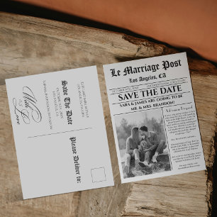 Unique Newspaper Classic Save The Date Announcement Postcard