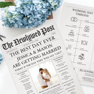 Unique Newspaper Timeline and Wedding Programs