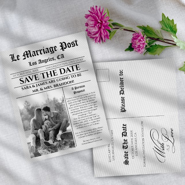 Unique  Newspaper wedding Announcement Postcard (Creator Uploaded)