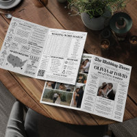 Unique Newspaper Wedding Program Timeline