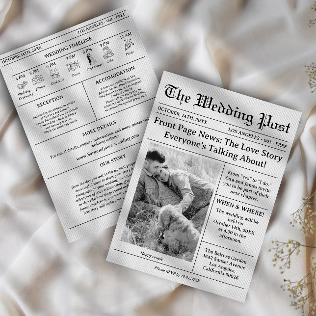 Unique Newspaper Wedding Timeline Invitation (Creator Uploaded)