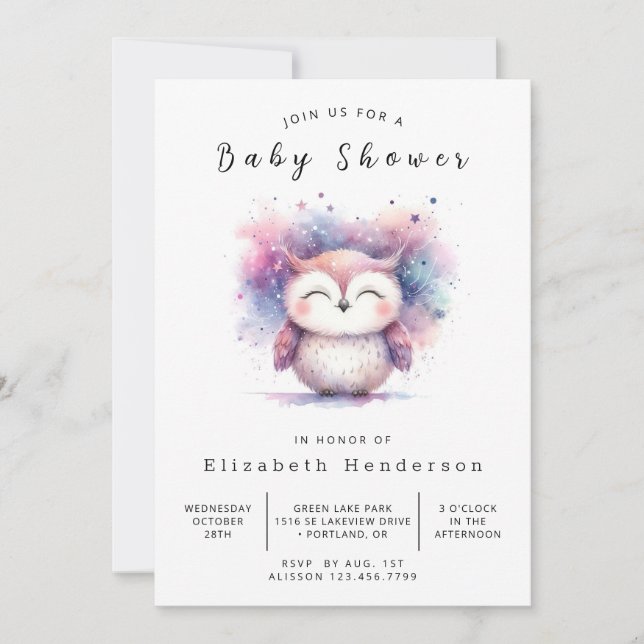 Unique Online Owl Baby Shower Invitation (Front)