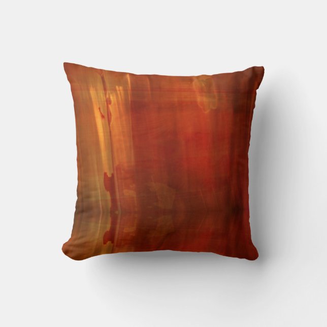 Unique Orange Brown Contemporary Abstract Art Throw Pillow (Front)