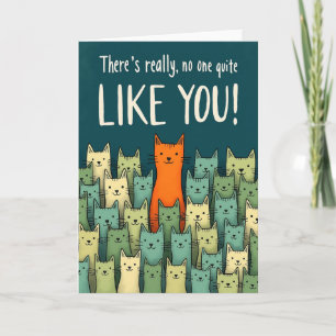 Unique Orange Cat Birthday Card