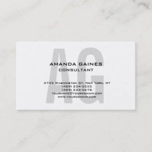 Unique Original Classical Gray Monogram White Business Card