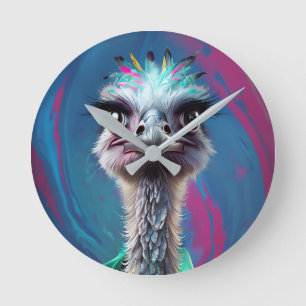 Unique Ostrich design Round Clock