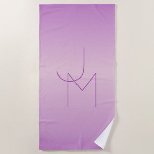 Unique Overlapping Monogram Soft Lavender Pink Beach Towel