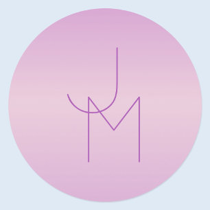 Unique Overlapping Monogram   Soft Lavender Pink Classic Round Sticker
