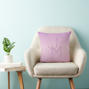 Unique Overlapping Monogram   Soft Lavender Pink Throw Pillow