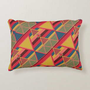 Unique Pan African Colourful Triangle Pattern Accent Pillow