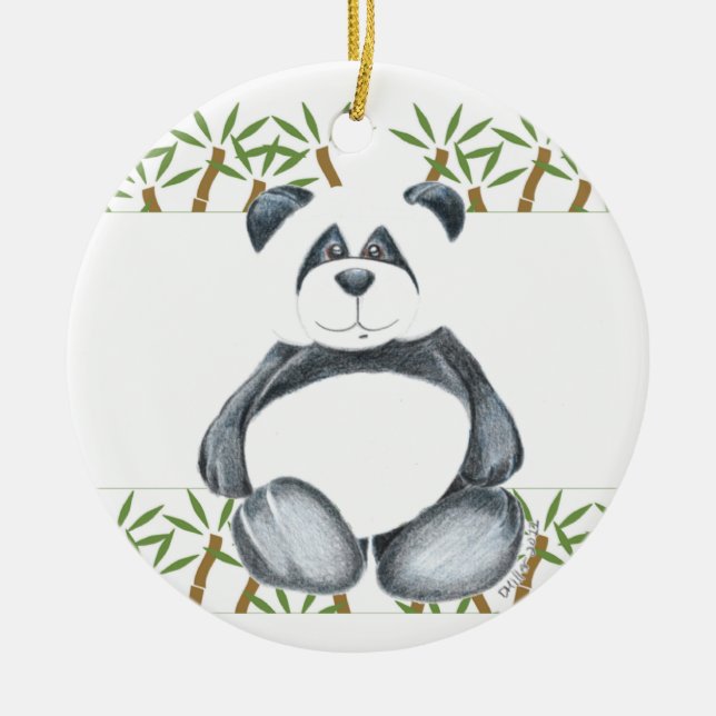 Unique Panda Bear Ceramic Ornament (Front)
