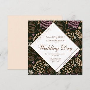 Unique Pastel Abstract One Line Art Wedding  Invitation