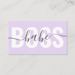 Unique pastel purple boss babe script chic hair business card