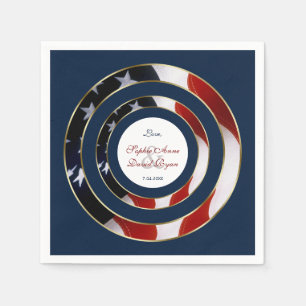 Unique Patriotic Elegant USA Flag Gold Wedding Napkin